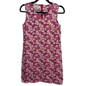 Red Floral Cotton V Neck Sleeveless Summer Dress Women’s Medium